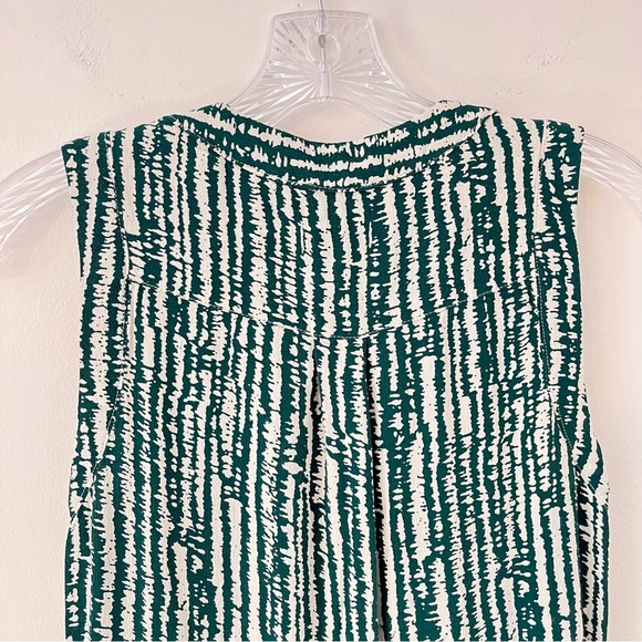 Anthropologie Ett Twa Safari V Neck Short Romper Green white Stripes (Sโฆ - Picture 3 of 14